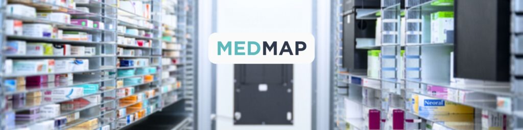 Image of medicines in secondary care. Hospital robot